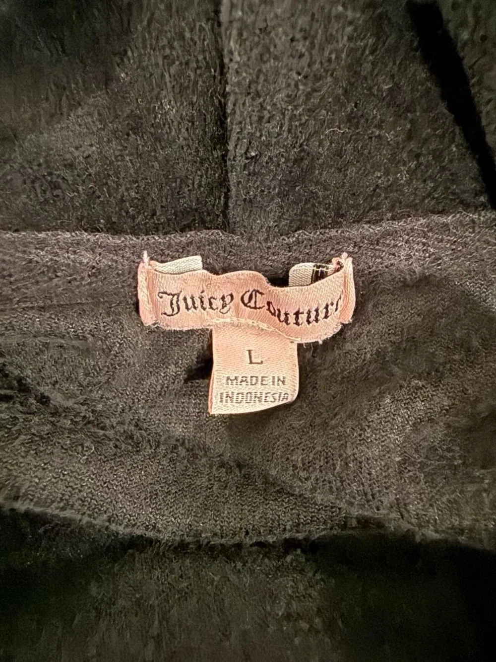 Vintage Juicy Couture Black Velour Graphic Hoodie